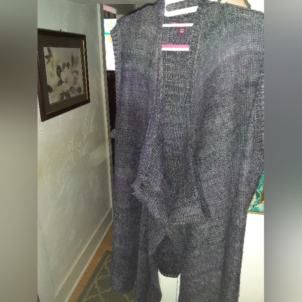 Gray Wool Blend Cape with Textured Finish
